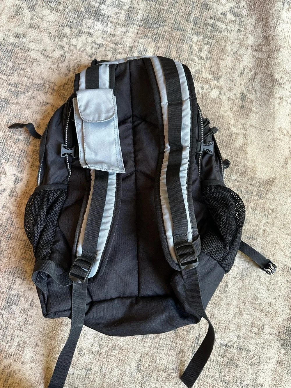 Eddie Bauer Vintage Black Gray Nylon Backpack Hiking Travel‎ School Bag